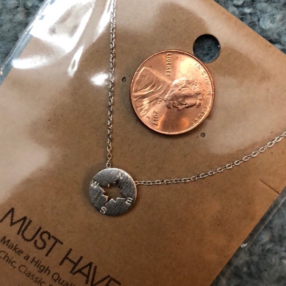 Compass silver necklace • 16” - Picture 2 of 3